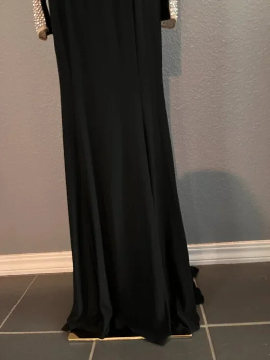 XSCAPES GEORGIA BLACK & NUDE MESH BEADED ILLUSION MAXI DRESS FORMAL GOWN NWOT 4 - Picture 7 of 16